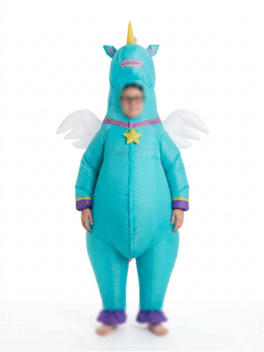 Girls Unbranded Inflatable Unicorn Costume One Size Blue Purple